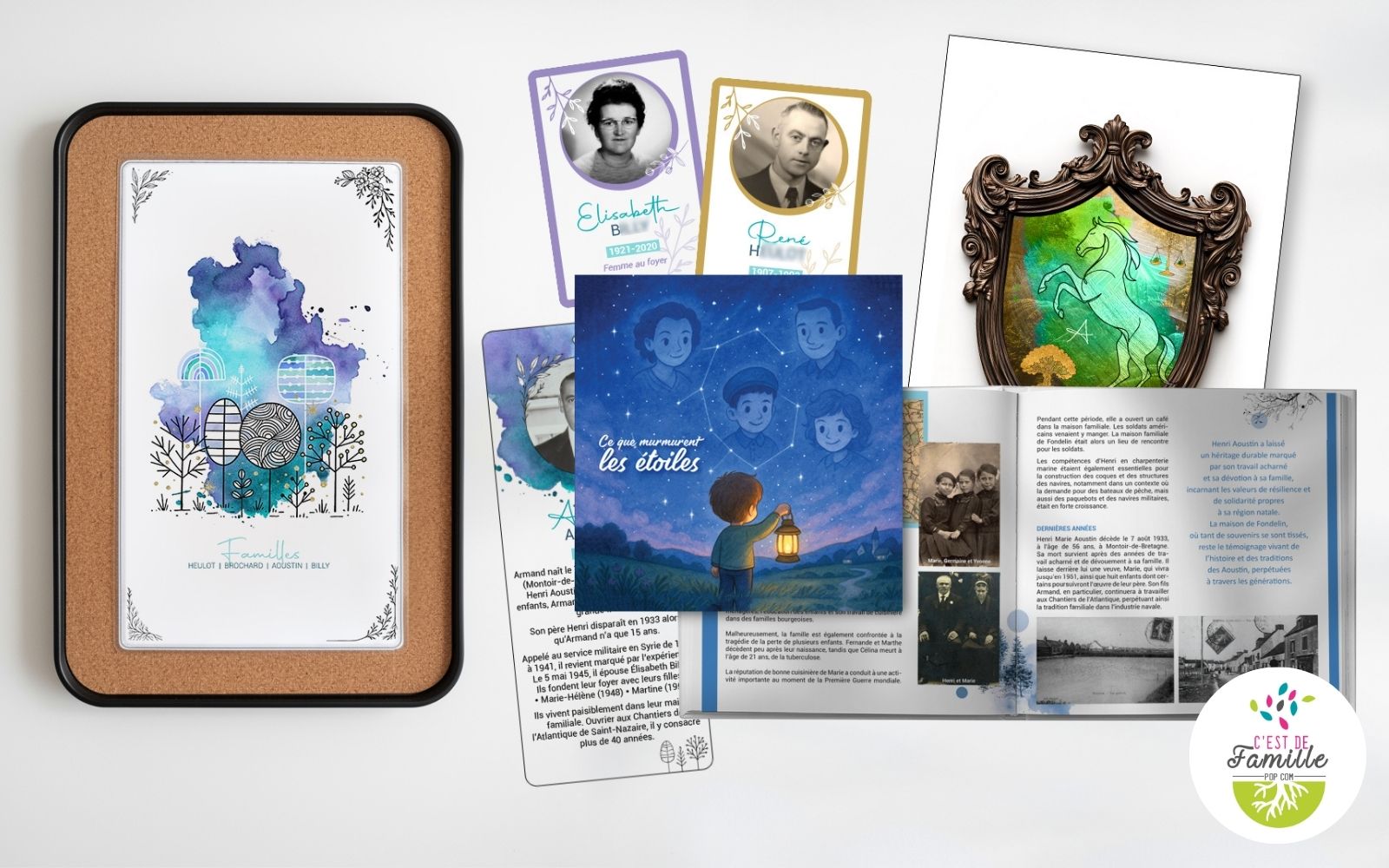 Coffret souvenir familial en métal personnalisé pour protéger photos, arbres généalogiques et livres mémoire.