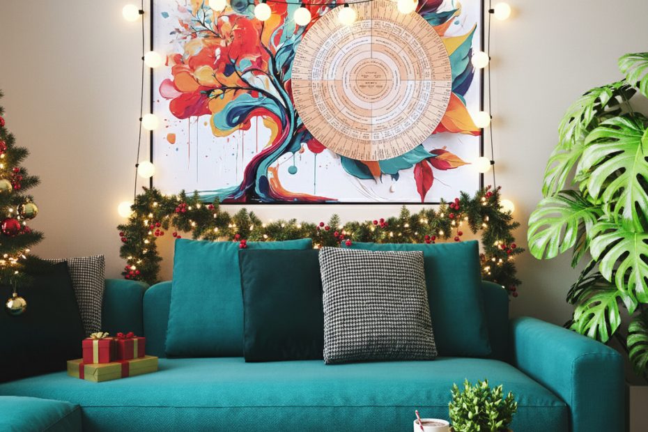 arbre généalogique illustré personnalisé pour un cadeau de Noël