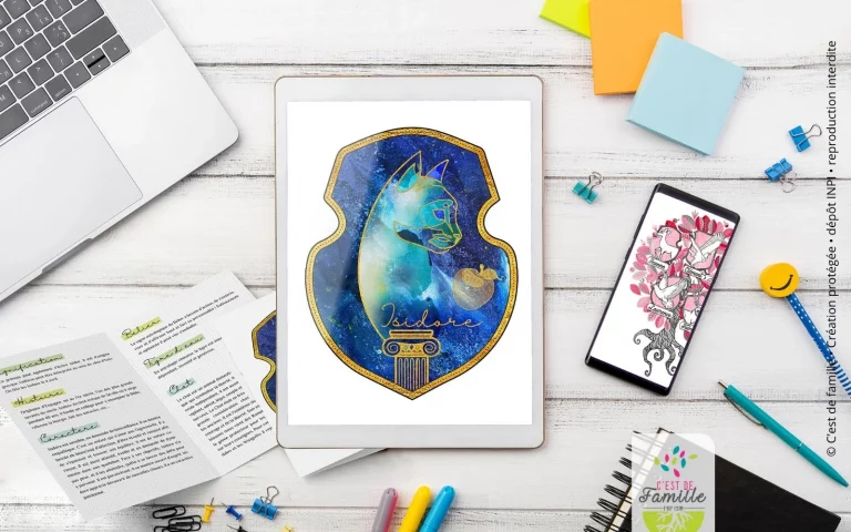Blason personnalisé pour enfant autour du prénom et des valeurs familiales