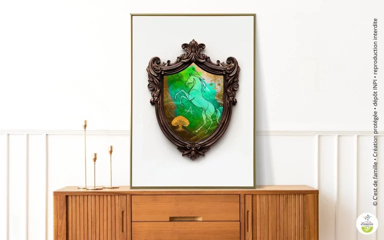 Blason personnalisé pour enfant autour du prénom et des valeurs familiales