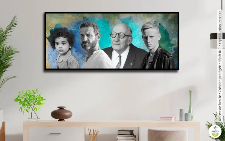 portrait de générations avec photos de famille