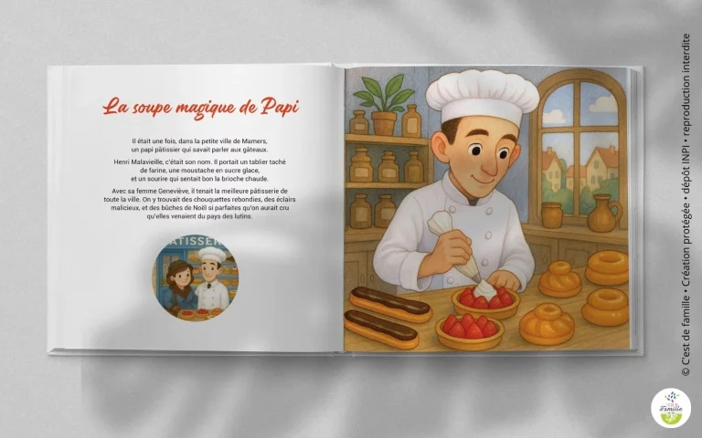 Livre généalogique jeunesse personnalisé avec photos et récits familiaux