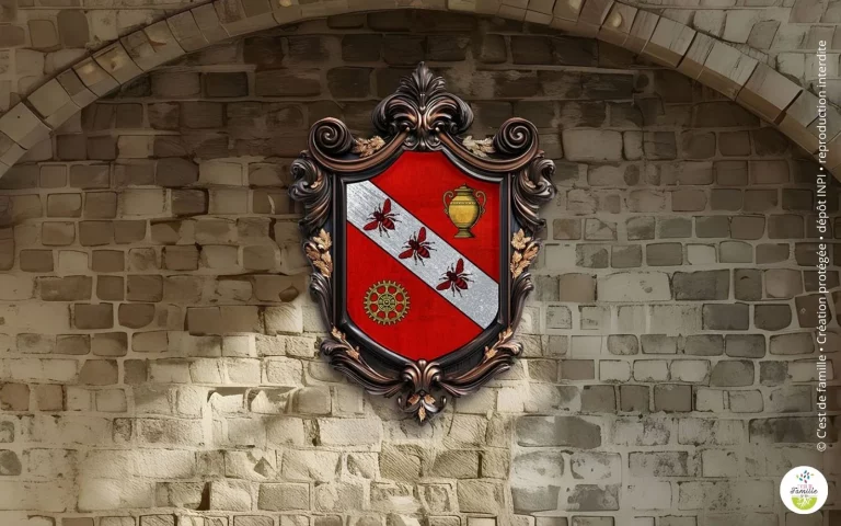Blason ancestral personnalisé inspiré de l’héraldique traditionnelle
