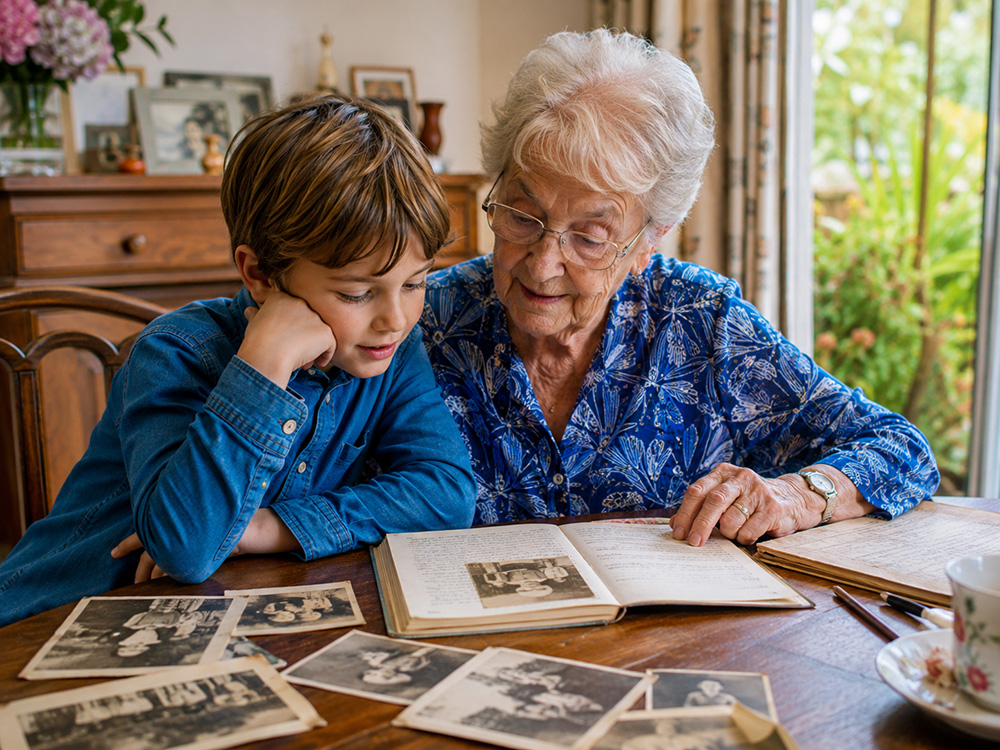 Transmettre l’histoire familiale aux enfants autour de photos anciennes