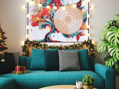 arbre généalogique illustré personnalisé pour un cadeau de Noël