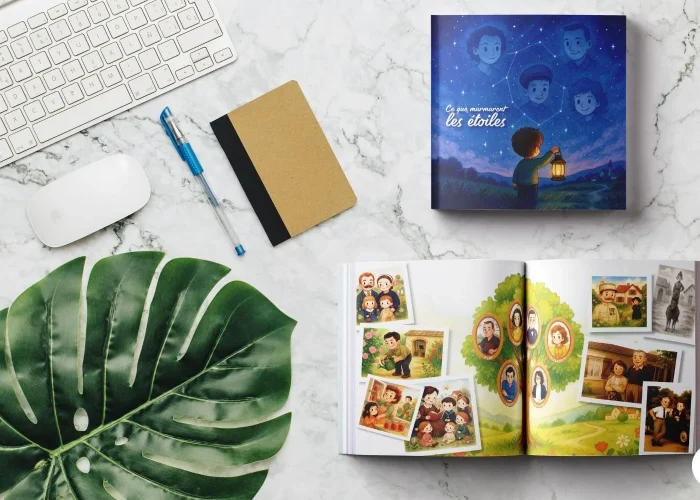 Livre généalogique jeunesse personnalisé avec photos et récits familiaux